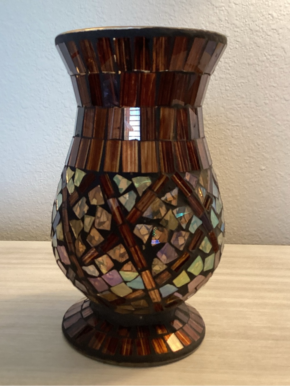 Mosaic Glass Accent Vase - Brown Iridescent